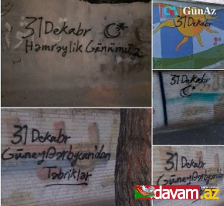 Güney Azərbaycanda 31 dekabr coşğusu: Divarlara milli şüar yazılıb